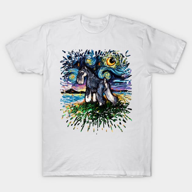 Standard Schnauzer Night (Splash Version) T-Shirt by sagittariusgallery